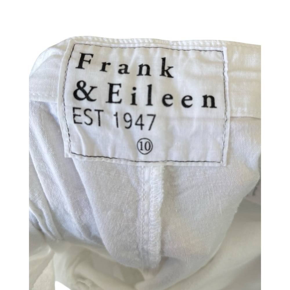 Frank & Eileen Kinsale White Italian Performance Linen Pants Size 10 Raw Hem - Picture 2 of 7